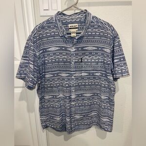 Ariat Men's Navy and White Geometric Shirt